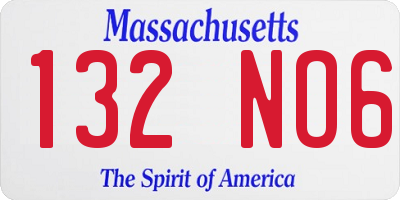 MA license plate 132NO6