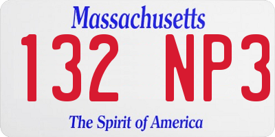 MA license plate 132NP3