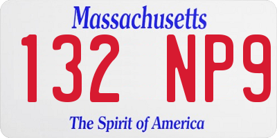 MA license plate 132NP9