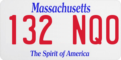 MA license plate 132NQ0