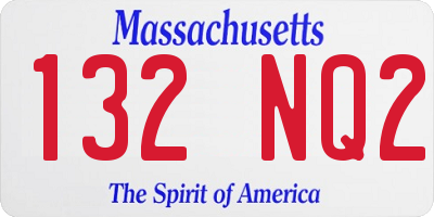 MA license plate 132NQ2