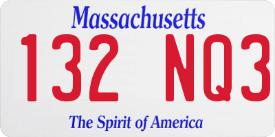 MA license plate 132NQ3