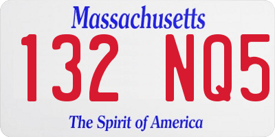 MA license plate 132NQ5