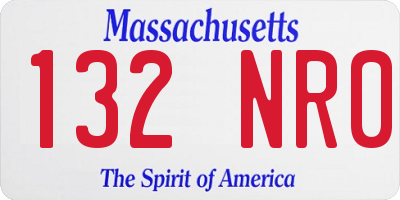 MA license plate 132NR0