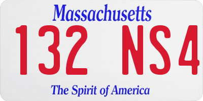 MA license plate 132NS4