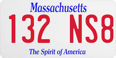 MA license plate 132NS8
