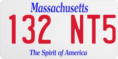 MA license plate 132NT5