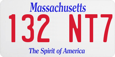 MA license plate 132NT7