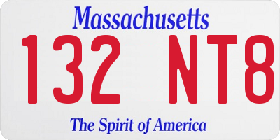 MA license plate 132NT8