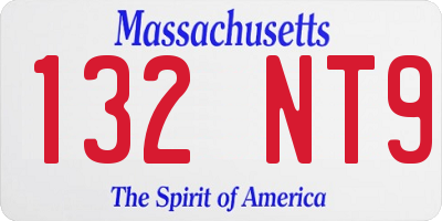MA license plate 132NT9