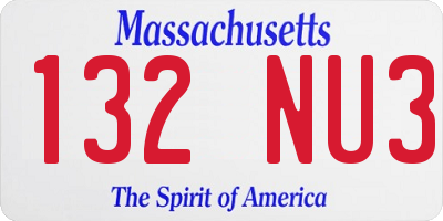 MA license plate 132NU3