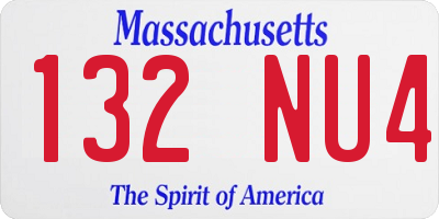 MA license plate 132NU4