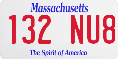 MA license plate 132NU8