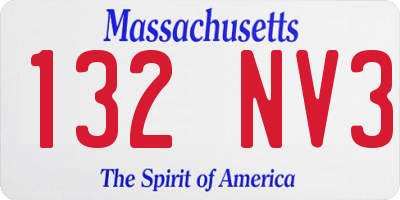 MA license plate 132NV3