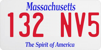 MA license plate 132NV5