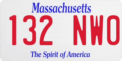 MA license plate 132NW0