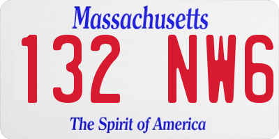 MA license plate 132NW6