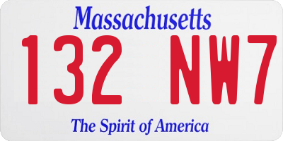 MA license plate 132NW7