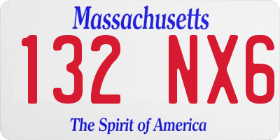 MA license plate 132NX6