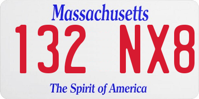 MA license plate 132NX8