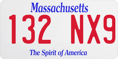 MA license plate 132NX9