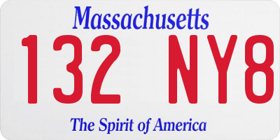 MA license plate 132NY8