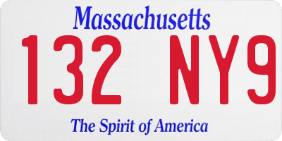 MA license plate 132NY9