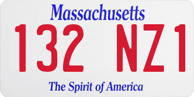 MA license plate 132NZ1