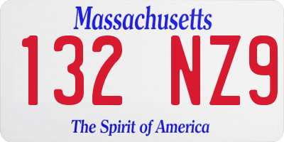 MA license plate 132NZ9