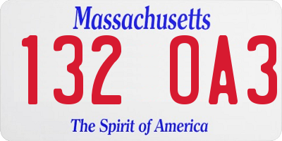 MA license plate 132OA3