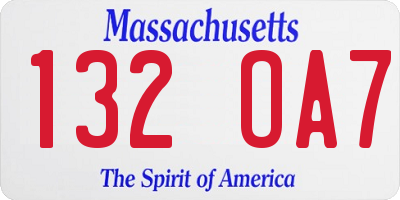 MA license plate 132OA7