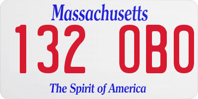MA license plate 132OB0