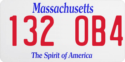 MA license plate 132OB4