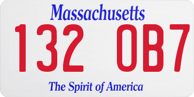 MA license plate 132OB7
