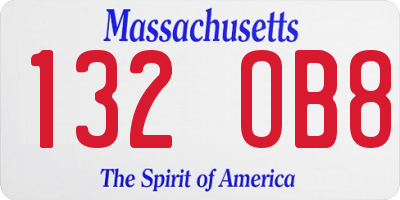 MA license plate 132OB8