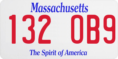 MA license plate 132OB9