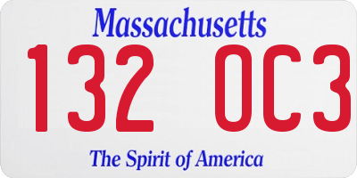 MA license plate 132OC3