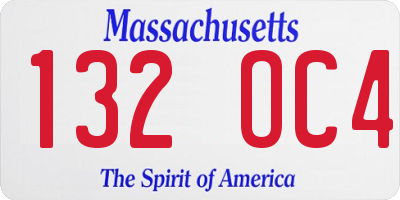 MA license plate 132OC4