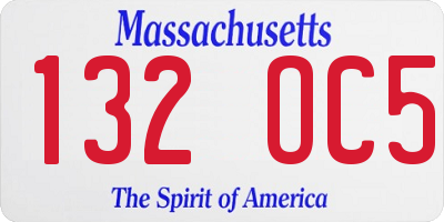 MA license plate 132OC5