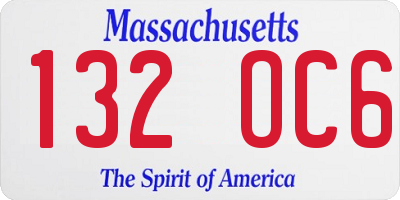 MA license plate 132OC6