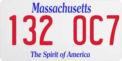 MA license plate 132OC7