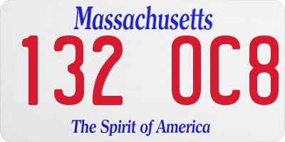 MA license plate 132OC8