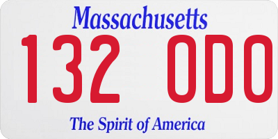 MA license plate 132OD0