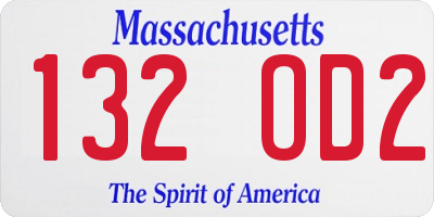 MA license plate 132OD2