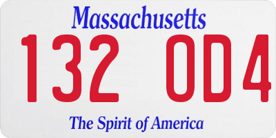 MA license plate 132OD4