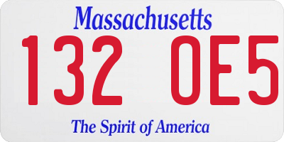 MA license plate 132OE5