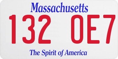 MA license plate 132OE7