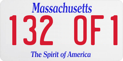 MA license plate 132OF1
