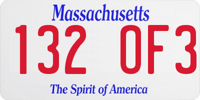 MA license plate 132OF3
