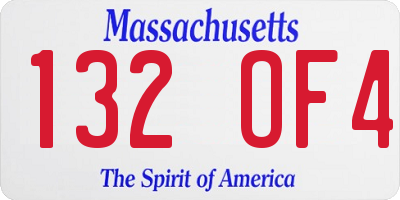 MA license plate 132OF4